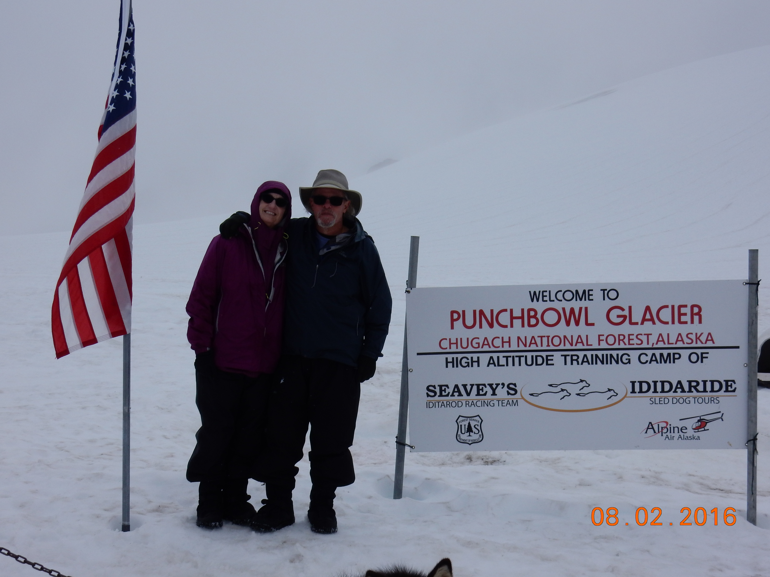 Photo op. Yes, we were really on this glacier learning about dog sledding. I did not make this up. 