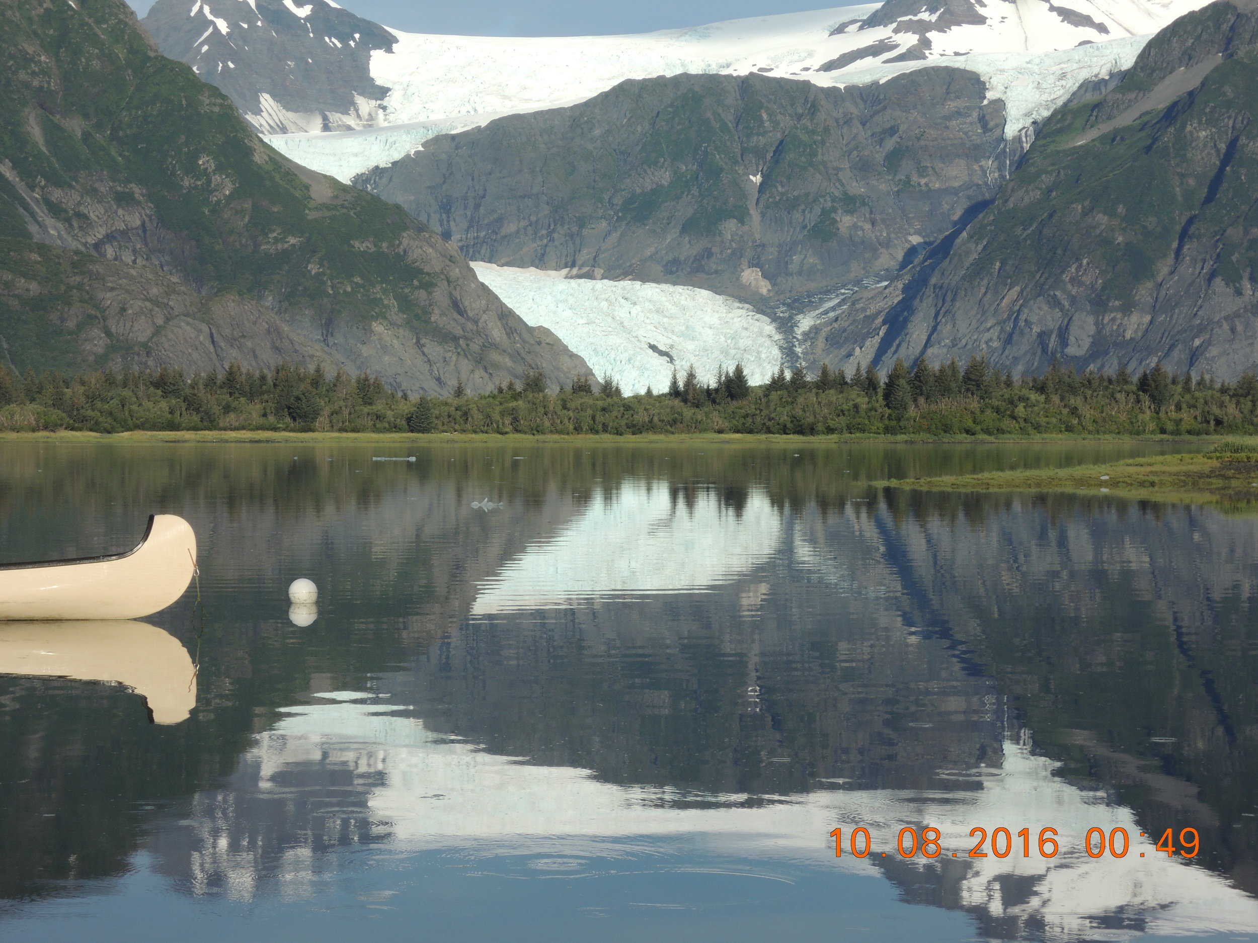 A view of the glacier from the kayak.