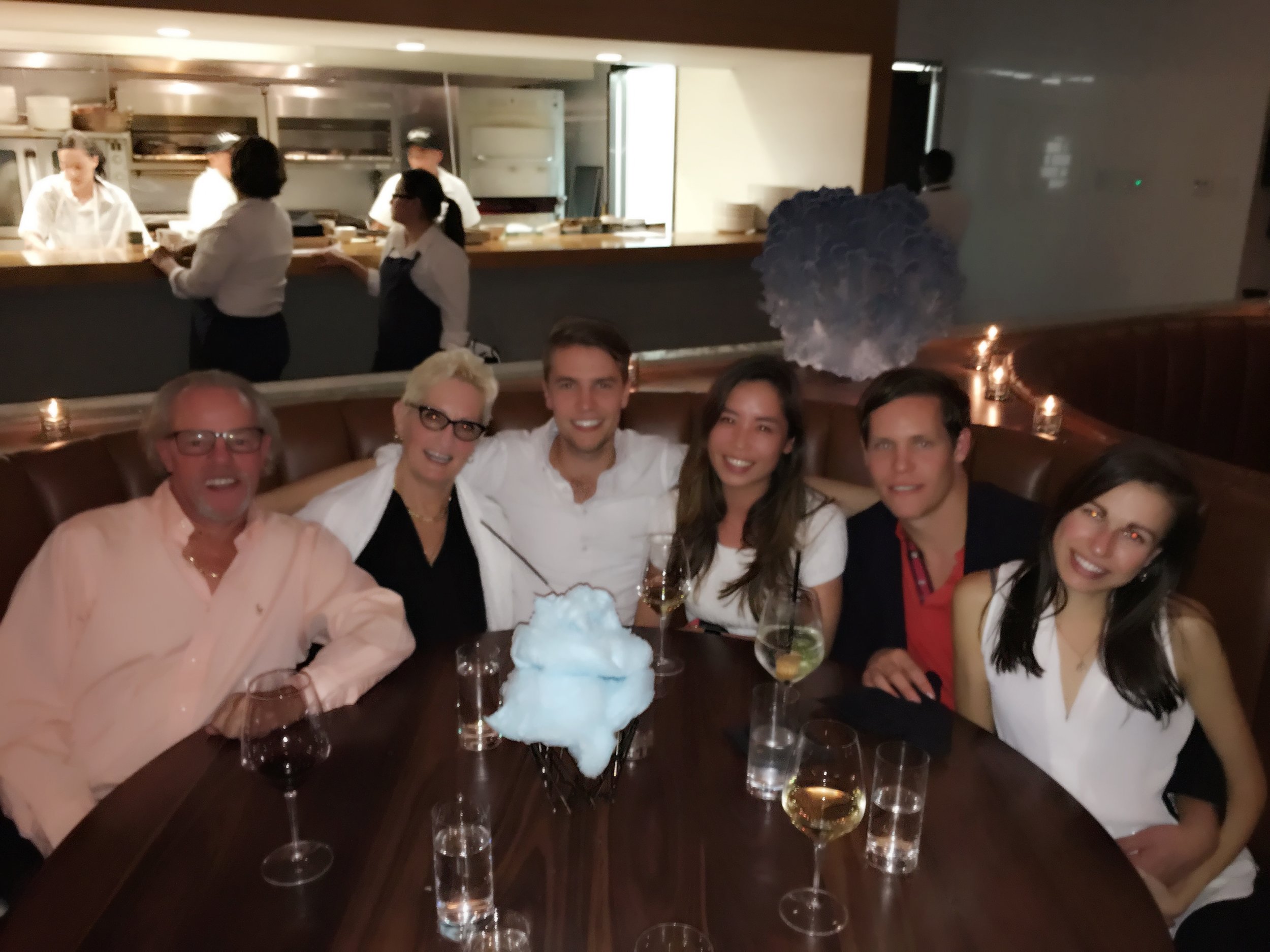Here we are at Saltair, in Houston. Though the red eyes make us look possessed, we're really quite normal. It was a great evening. 