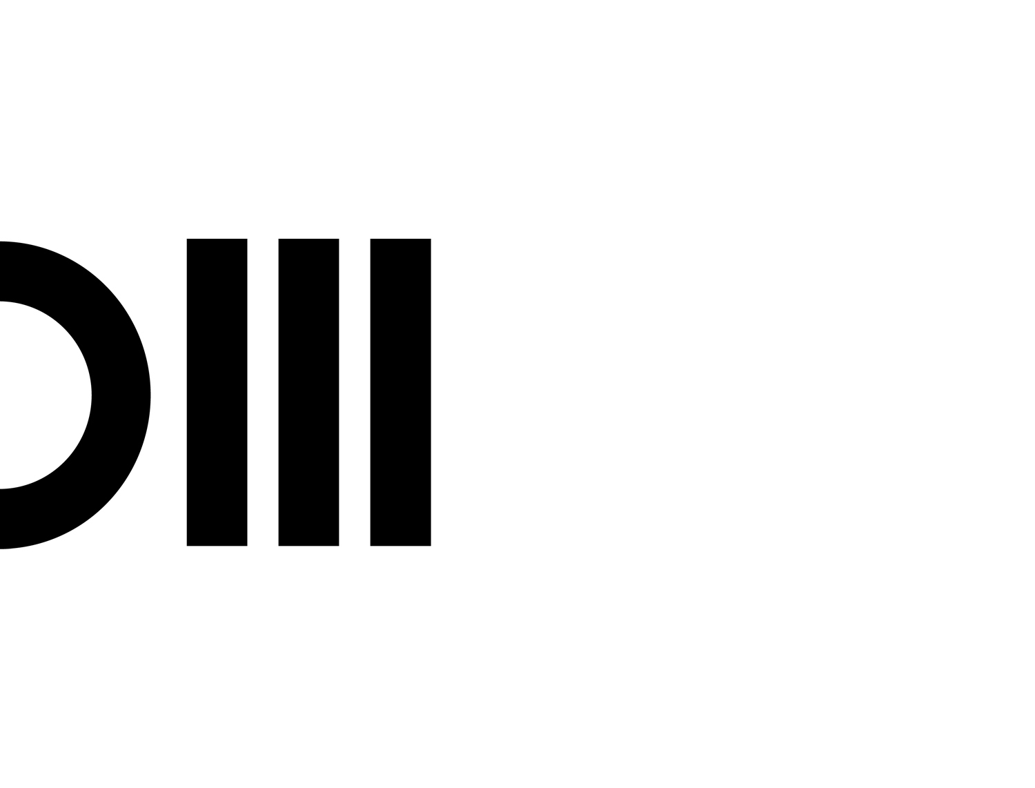 The logotype can be read both as »DM« and a binary code (0111)