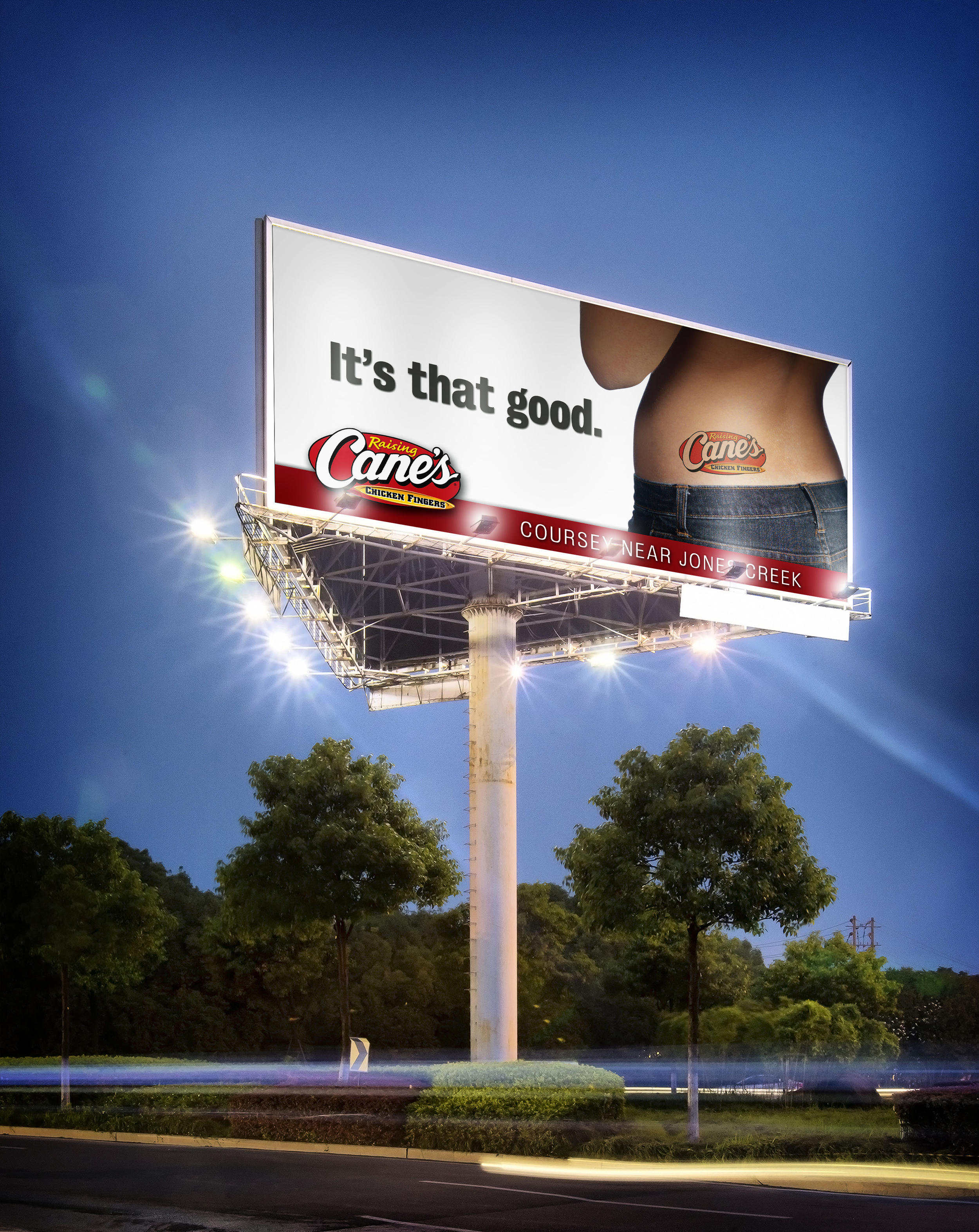 Raising Cane's Chicken Fingers "It's that Good" Billboard created for Diane Allen and Associates