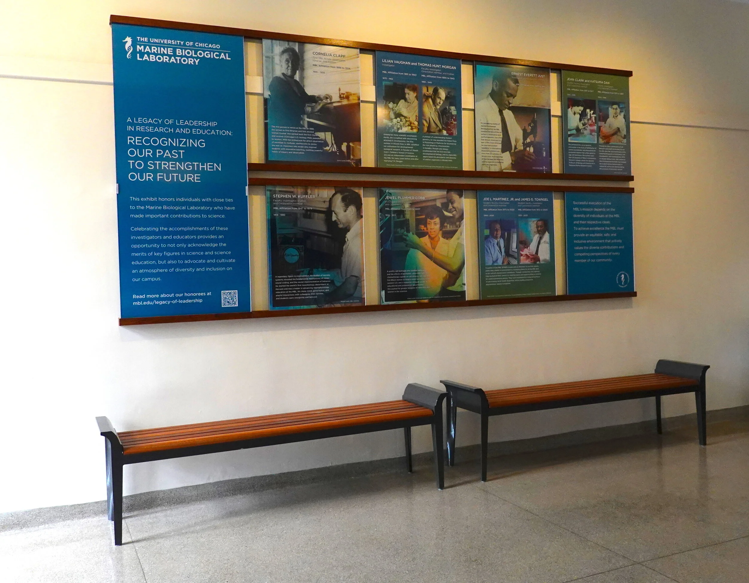 Updated display celebrating MBL diversity since its founding in 1888, highlighting historical and contemporary contributions.