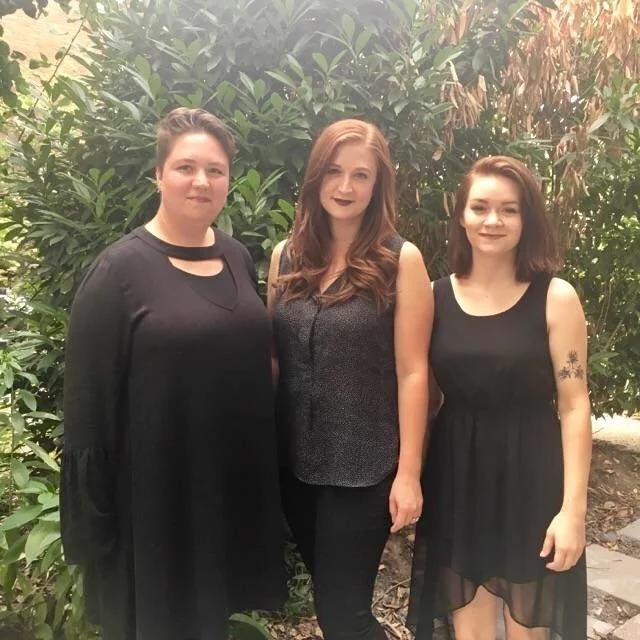Our coven of new interns dressing thematically for our fall release of Witch Wife by Kiki Petrosino : (left to right) Cailin, Elle, and Meghan