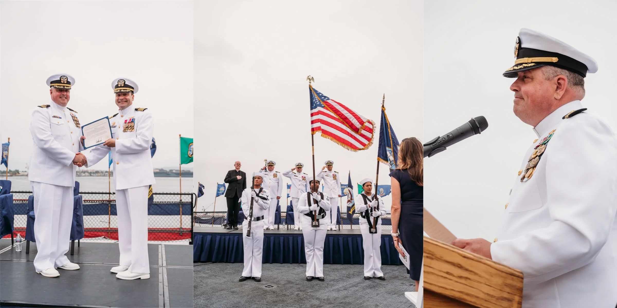 US Navy Retirement ceremony on the USS Midway San Diego CA