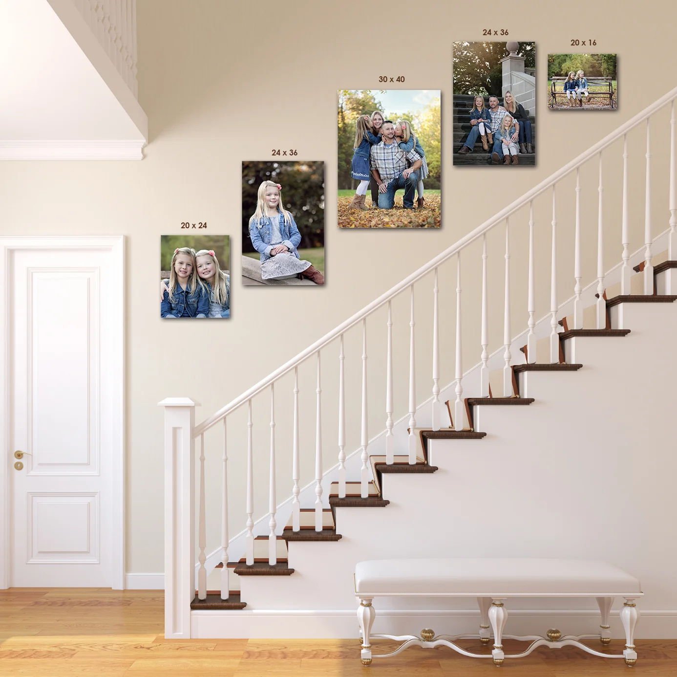 STAIR CLIMBER (1) 20x24, (2) 24x36, (1) 30x40, (1) 20x16 Canvas Wrap .... $2,150 OR (1) 20x24, (3) 24x36, (30x40 not available in a ThinWrap), (1) 20x16 ThinWrap .... $1,350