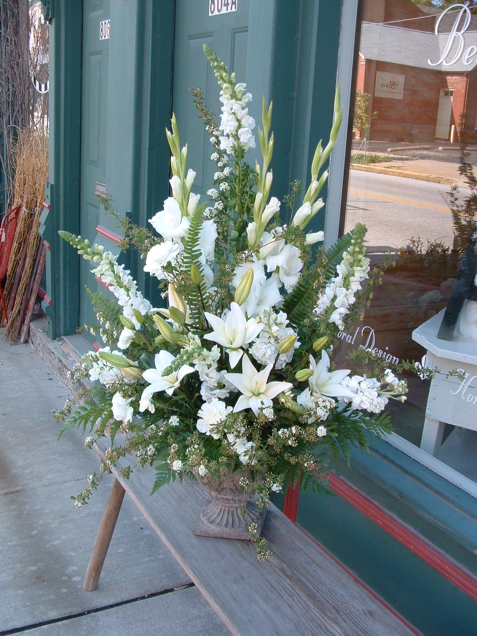 Beautiful white church urn.JPG