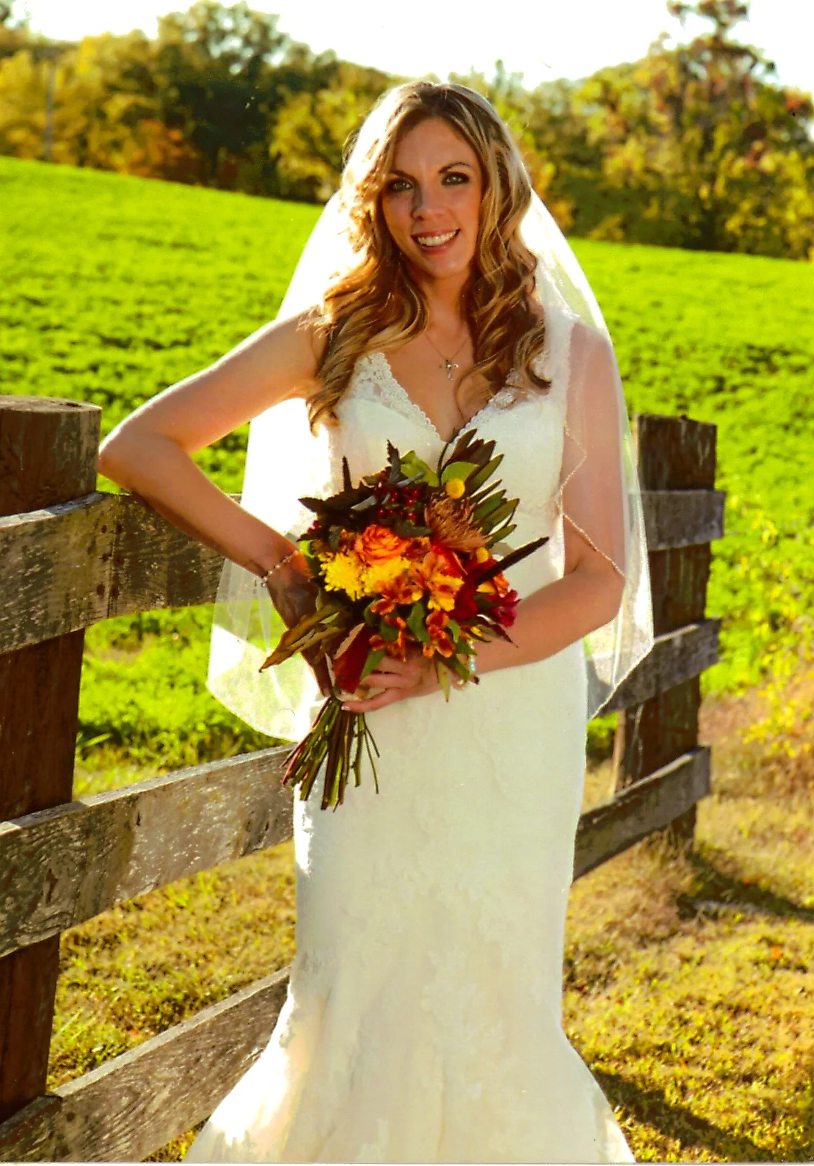 New bride, Janell Embry, at the Yellow Farmhouse Winery.