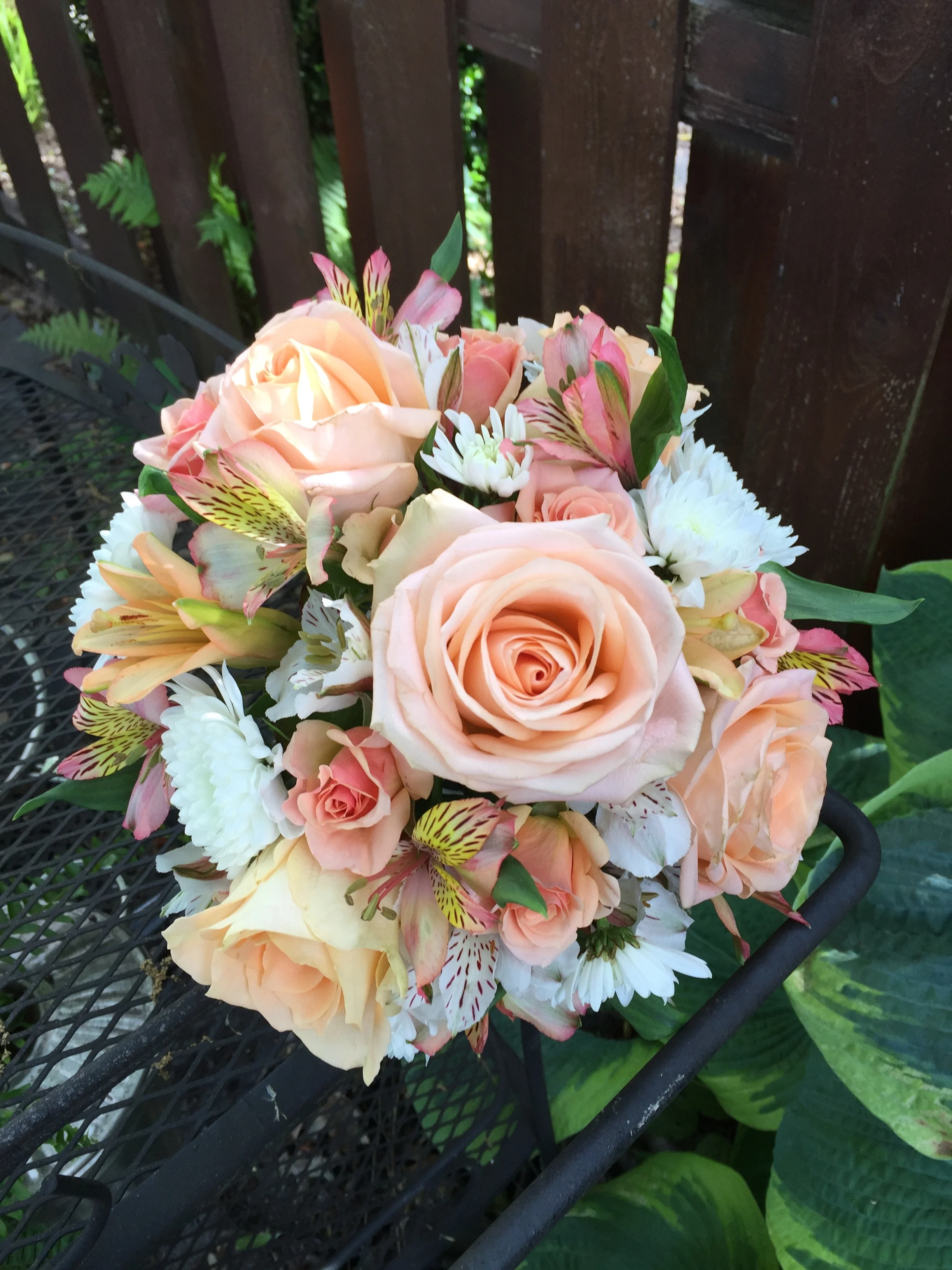 Roses, alstromeria, and chrysanthemums