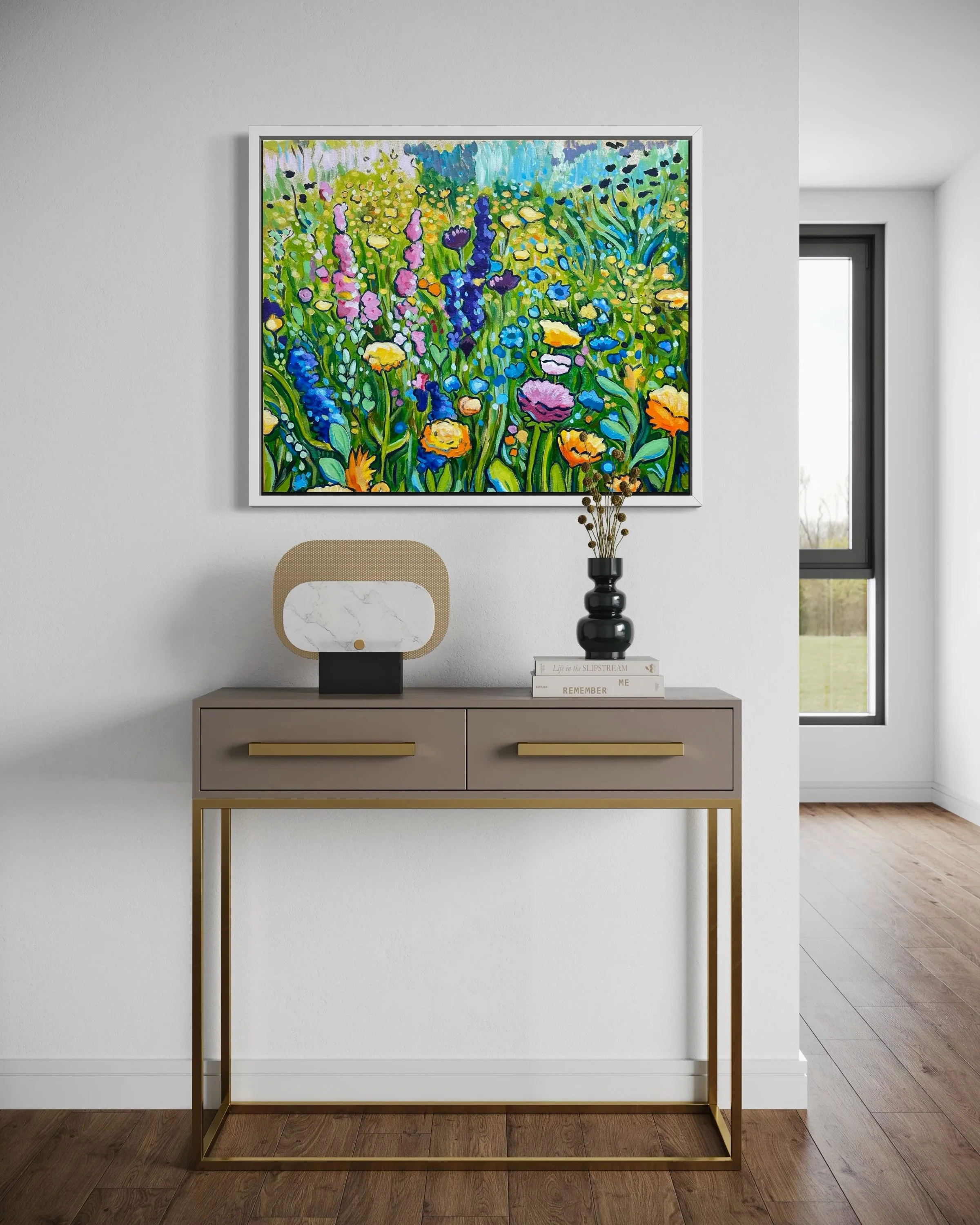 🌸🌼🌺: Revisiting my painting &ldquo;Flower Garden&rdquo; (2021) from a collector&rsquo;s home has reminded me so much of the time I have been spending in my own garden lately. The layered greens, soft pastel blooms, and quiet moments of growth seem