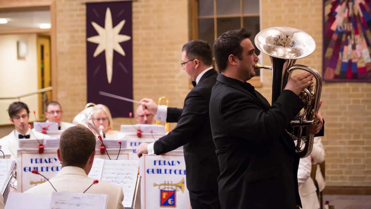 Euphonium soloist David Childs in action with the band