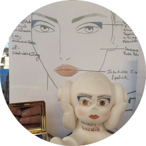 On the left:Regram from @tompecheux, the finale backstage at Anthony Vaccarello. Above: The face chart of the look. &nbsp;