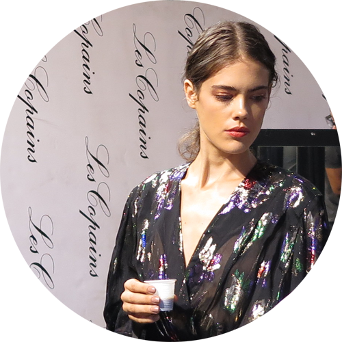 Beautiful Skin and Orange-Red Lip for Les Copains SS2015