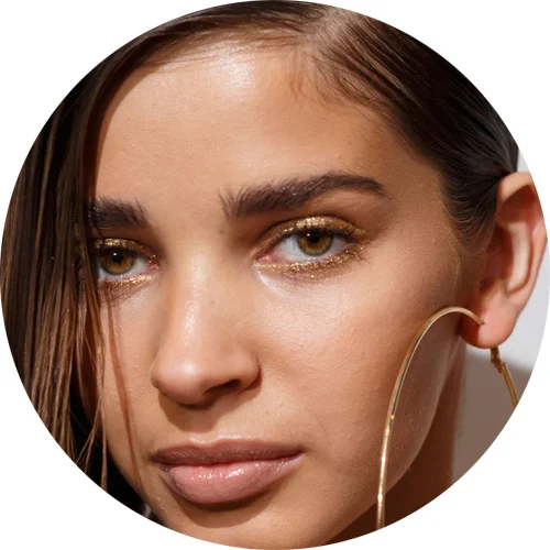 Nicholas K -&nbsp;gold glitters to enhance the eyes; glitter dorati a incorniciare l'occhio