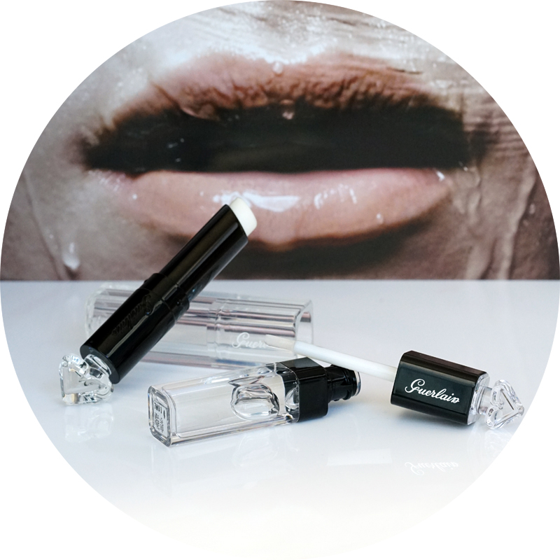 Guerlain La Petite Robe Noir Lip & Shine Hydrating Base & Glossy Top Coat and Le Rouge à Levres Delicieusement Brillant : il Lip Strobing 005