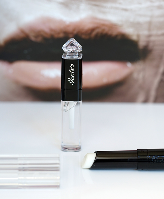Guerlain La Petite Robe Noir Lip & Shine Hydrating Base & Glossy Top Coat and Le Rouge à Levres Delicieusement Brillant