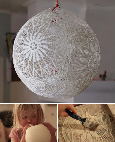 {Via} Stringing these DIY lace lanterns throughout your party space not only looks lovely, but they are fun to make too! Tip: Illuminate the lanterns for a gorgeous glow if your working with an outdoor venue.