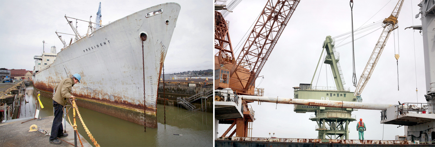  Allied Defense Recycling dismantling ships at a Mare Island dry dock in Vallejo, Calif.&nbsp; 