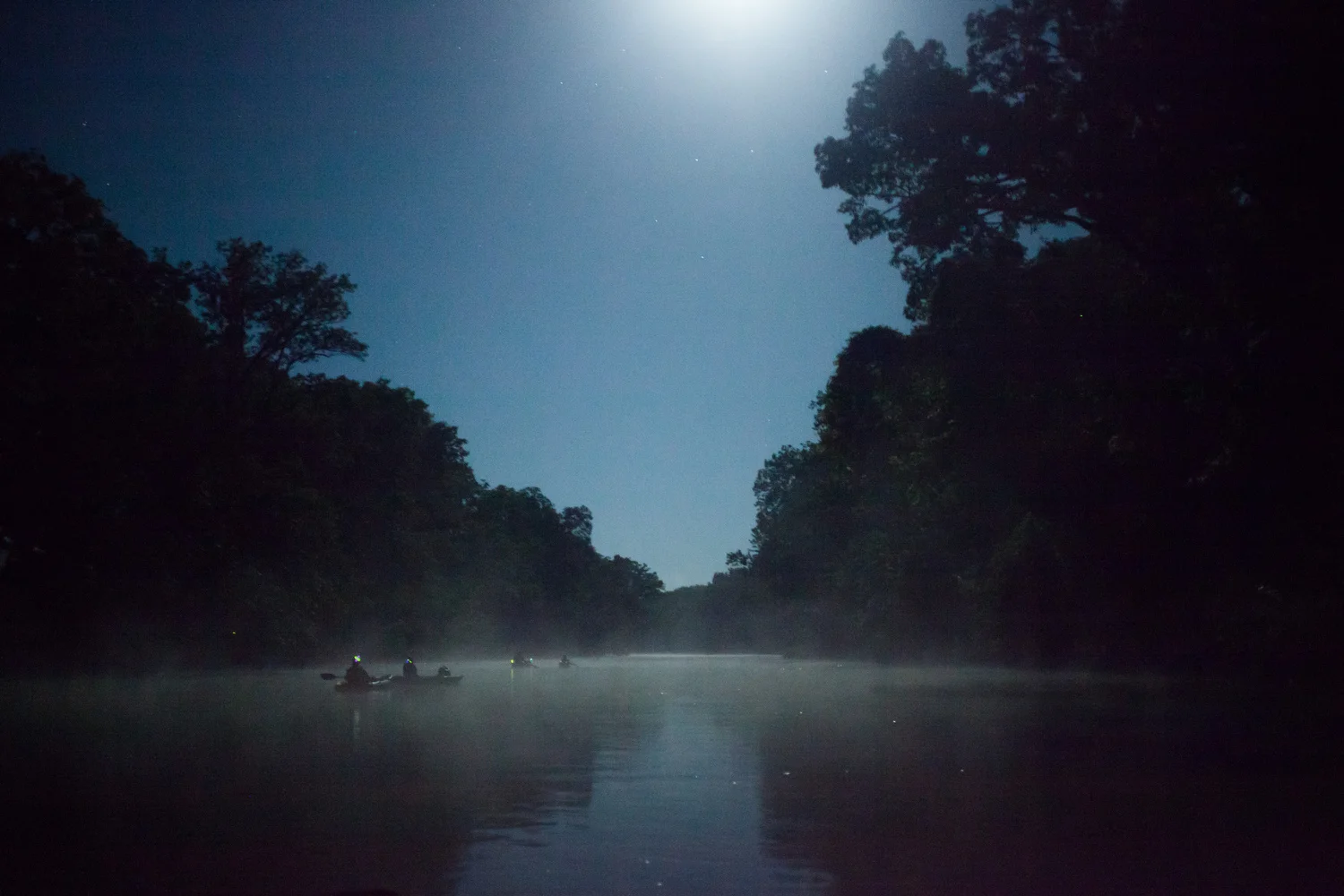 Floating the James River under a full moon in the Ozarks. 