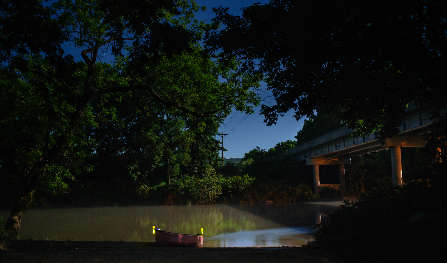 Taking out of the James River after a midnight float in the Ozarks. 