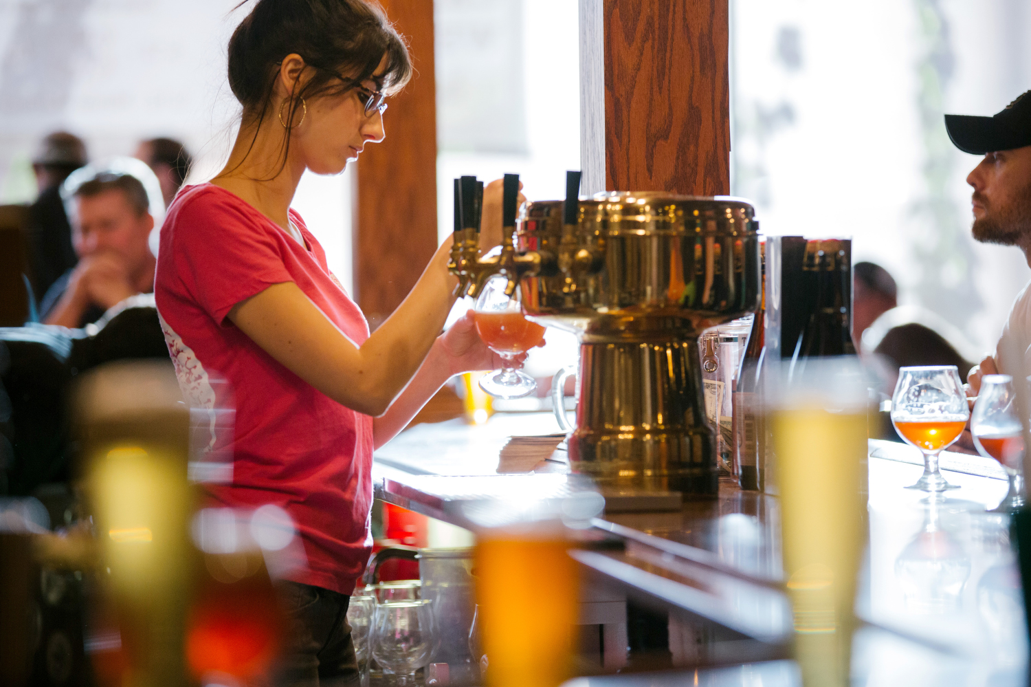Pouring craft beer at the Public House Brewing Company in Rolla, Mo. 