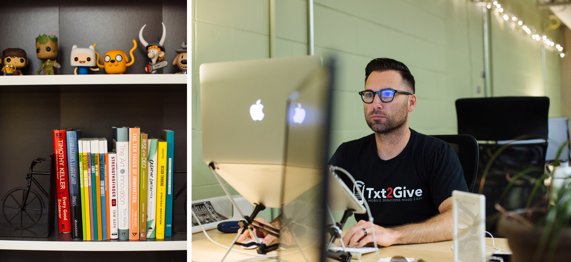 Chad Boyd working on his startup, Txt2Give . 