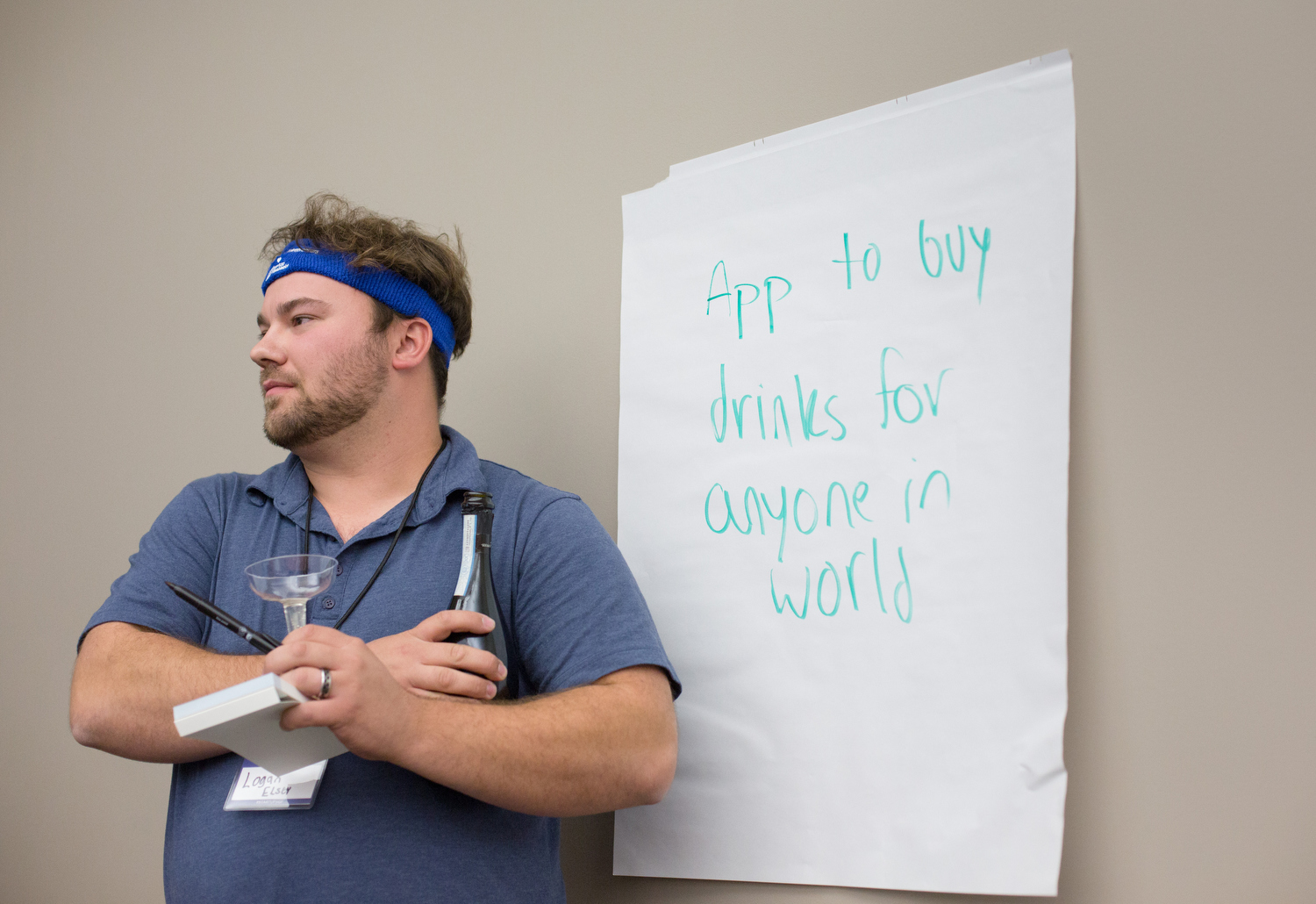 Logan Elsey with his pitch idea at the Startup Weekend Springfield competition at the eFactory in Springfield, Mo. on Nov. 20, 2015. Photos by Brad Zweerink