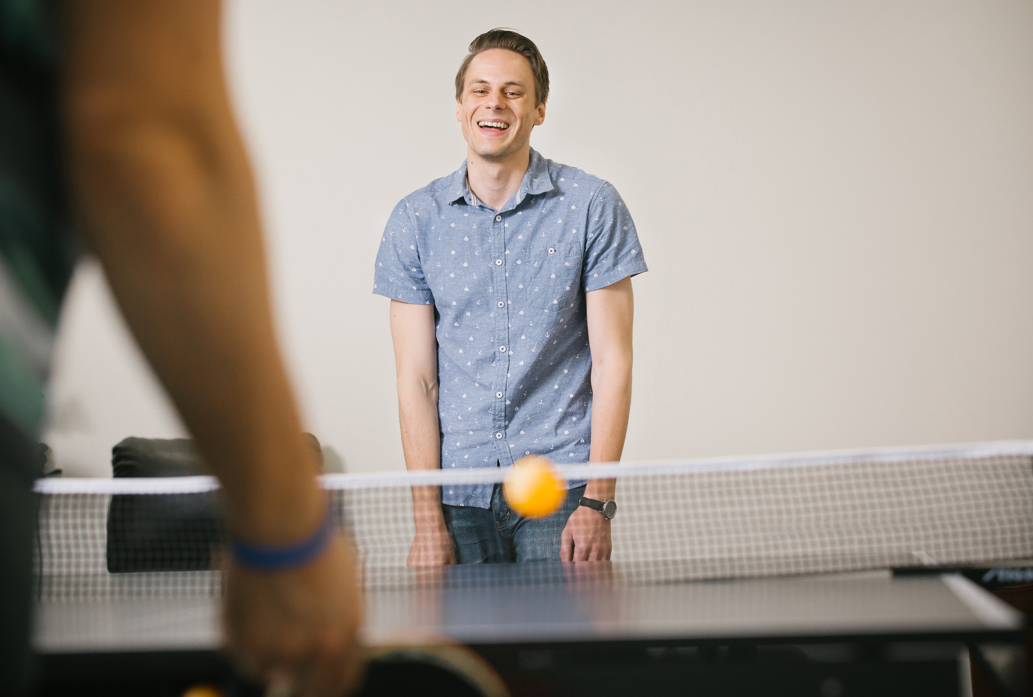PILR TECH developer Michael Rice in the office's ping pong room in Joplin, Mo. on Sept. 27, 2016. Photo by Brad Zweerink