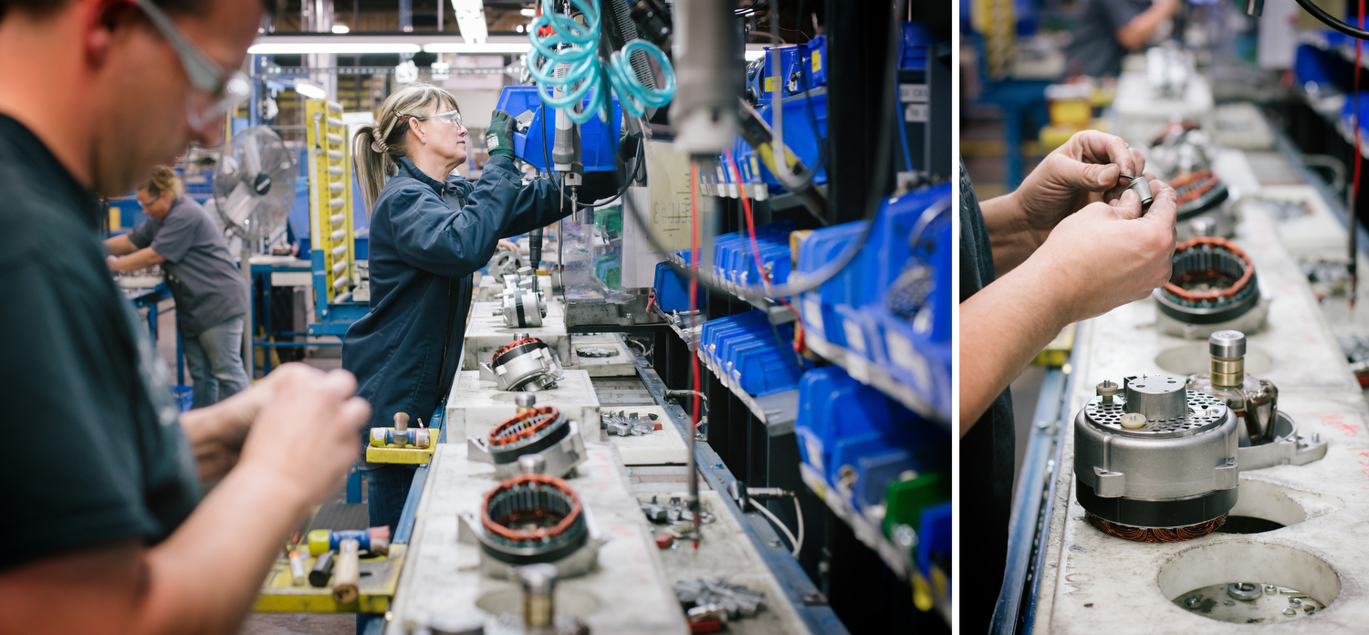 Ryan Mitchum, left, and Shirley Stanton assemble alternators at the SRC Electrical facility on Sunshine in Springfield, Mo. on Nov. 22, 2016. Photo by Brad Zweerink.