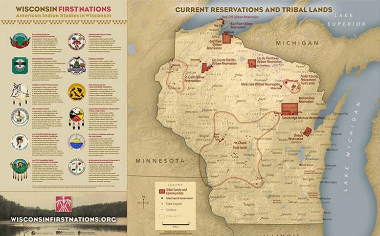Tribal Lands Map and Native Nations Facts ~ Wisconsin First Nations - American Indian Studies in Wisconsin