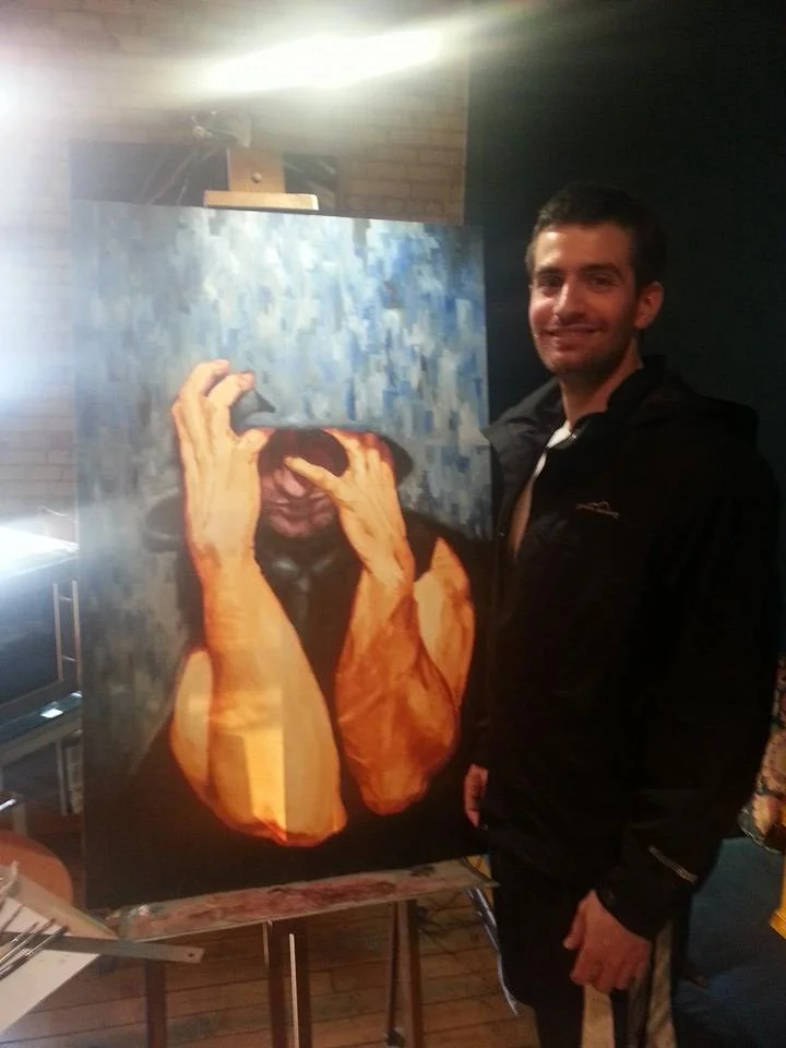 Dom stopped by for drawing and painting lessons and got to watch me paint him!