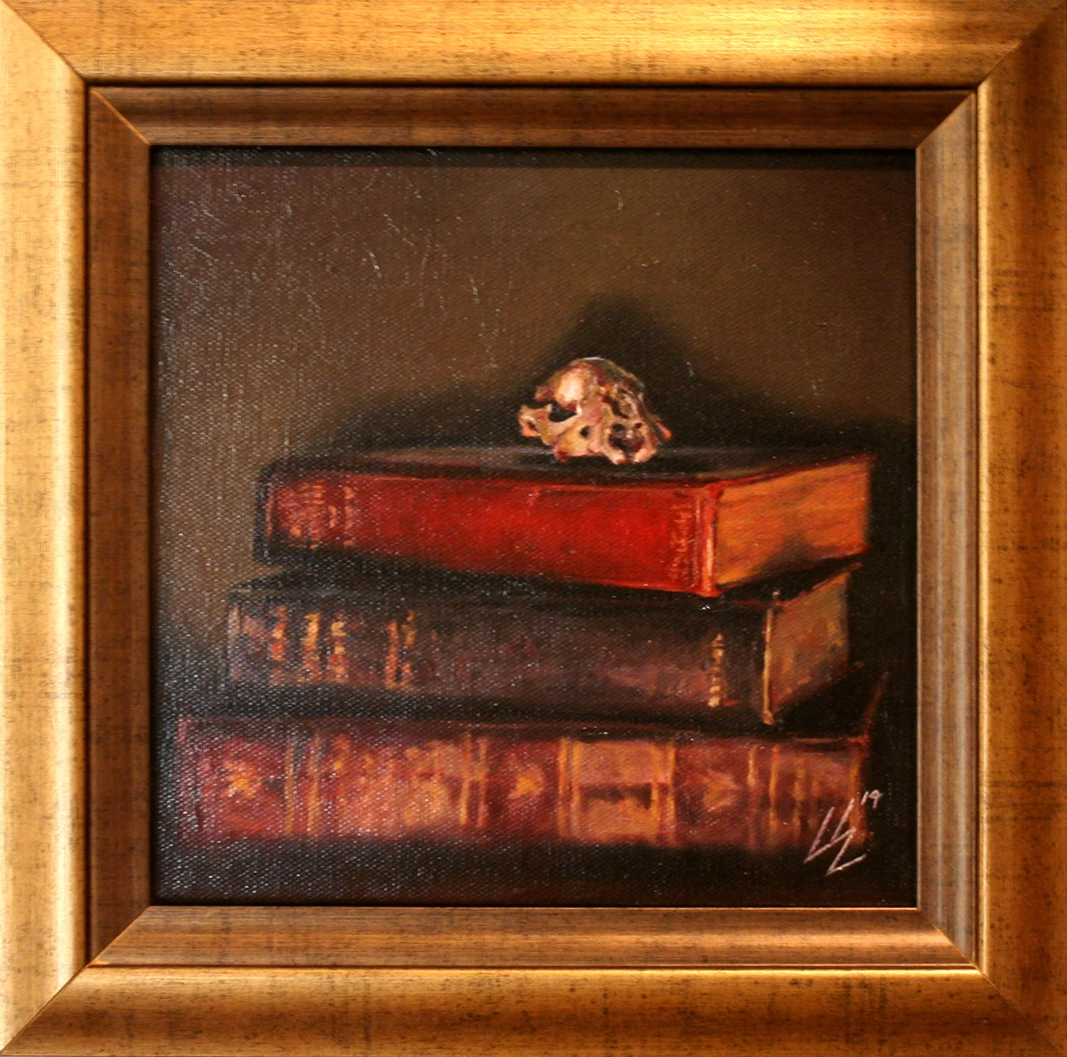 "Animals That know Nothing" 2014 8x8in oil on canvas (with frame 11.75x11.75) Sold