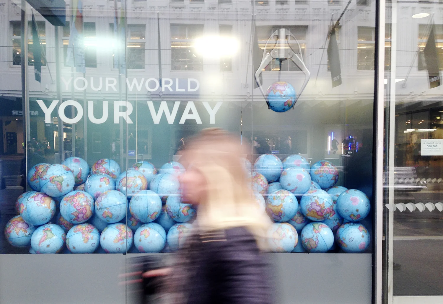 Your World, Your Way, ANZ Bank window-installation, Melbourne, Australia, 2015