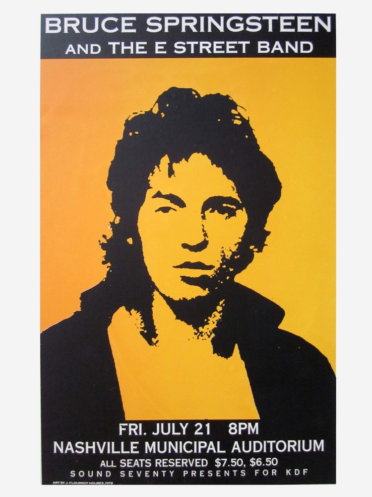 universiteitsstudent Me Klein Bruce Springsteen 1978 Concert Poster — FLOURNOY HOLMES