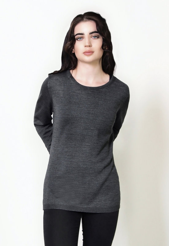 Fine Knit Crew Charcoal