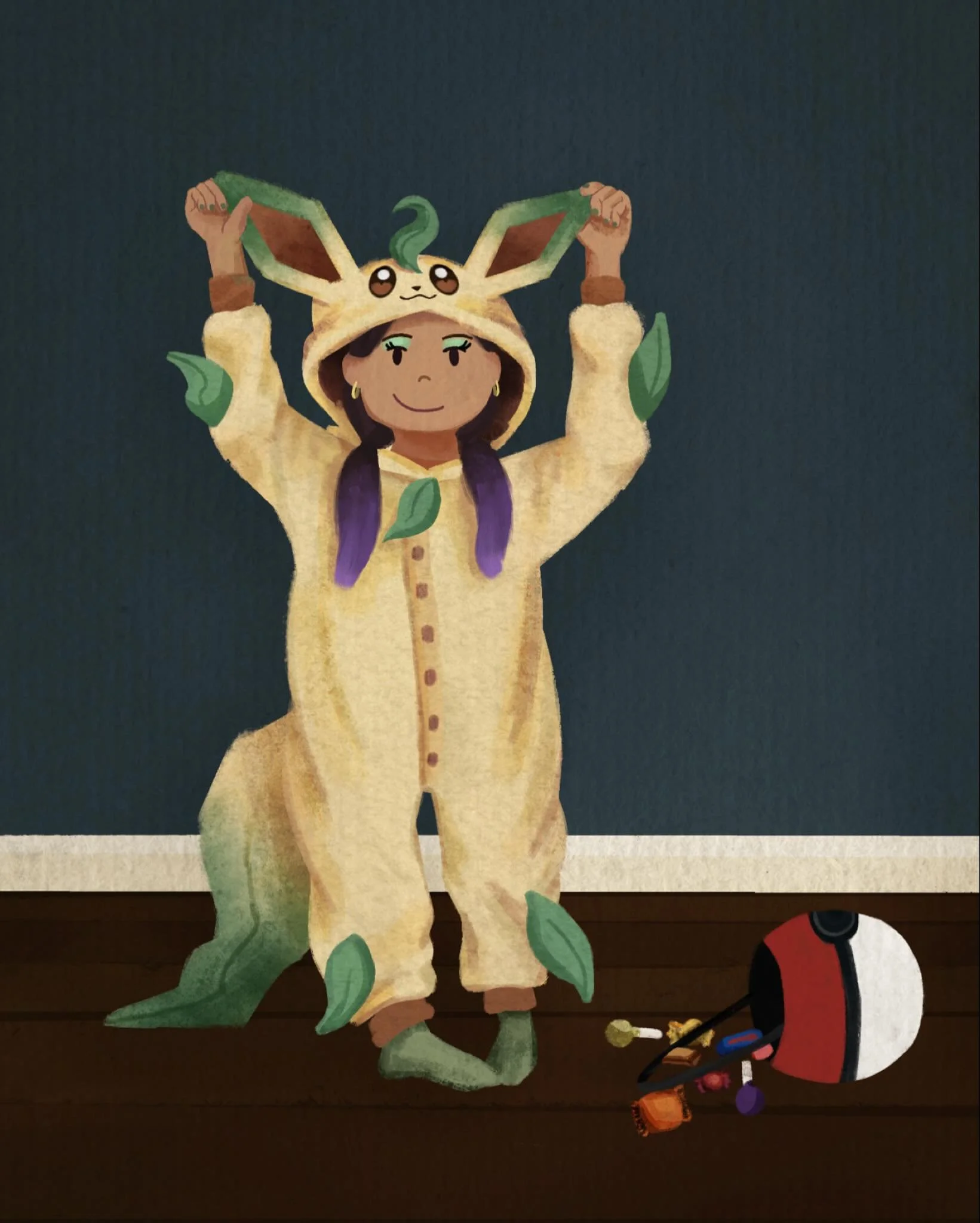 Peachtober Day 8 - Leaf 🍃 @peachtober 
Back to some Pokemon drawings with a Leafeon onesie 
#peachtober #peachtober25 #peachtober25leaf #leafeon #eeveelutions #pokemonfanart #pokemonhalloween #adobefresco #adobefrescoillustration