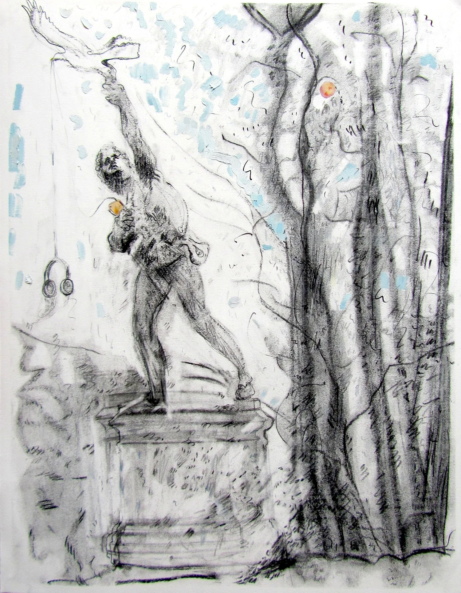    Deaf falcon    oil and mixed media on paper 30 x 22 in 2014  &nbsp; 