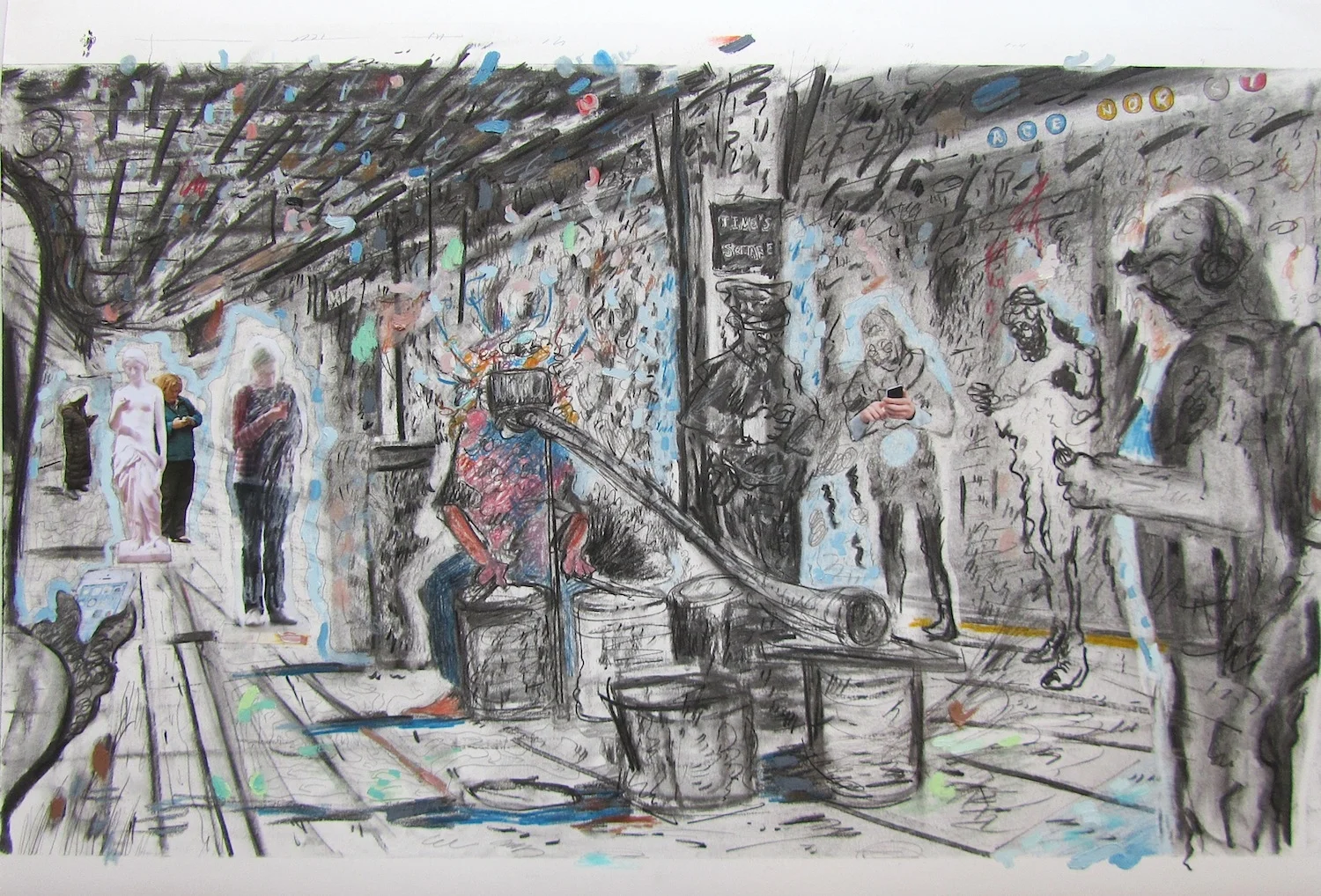    American dreamtime    oil and mixed media on paper 26 x 36 in 2014  &nbsp; 