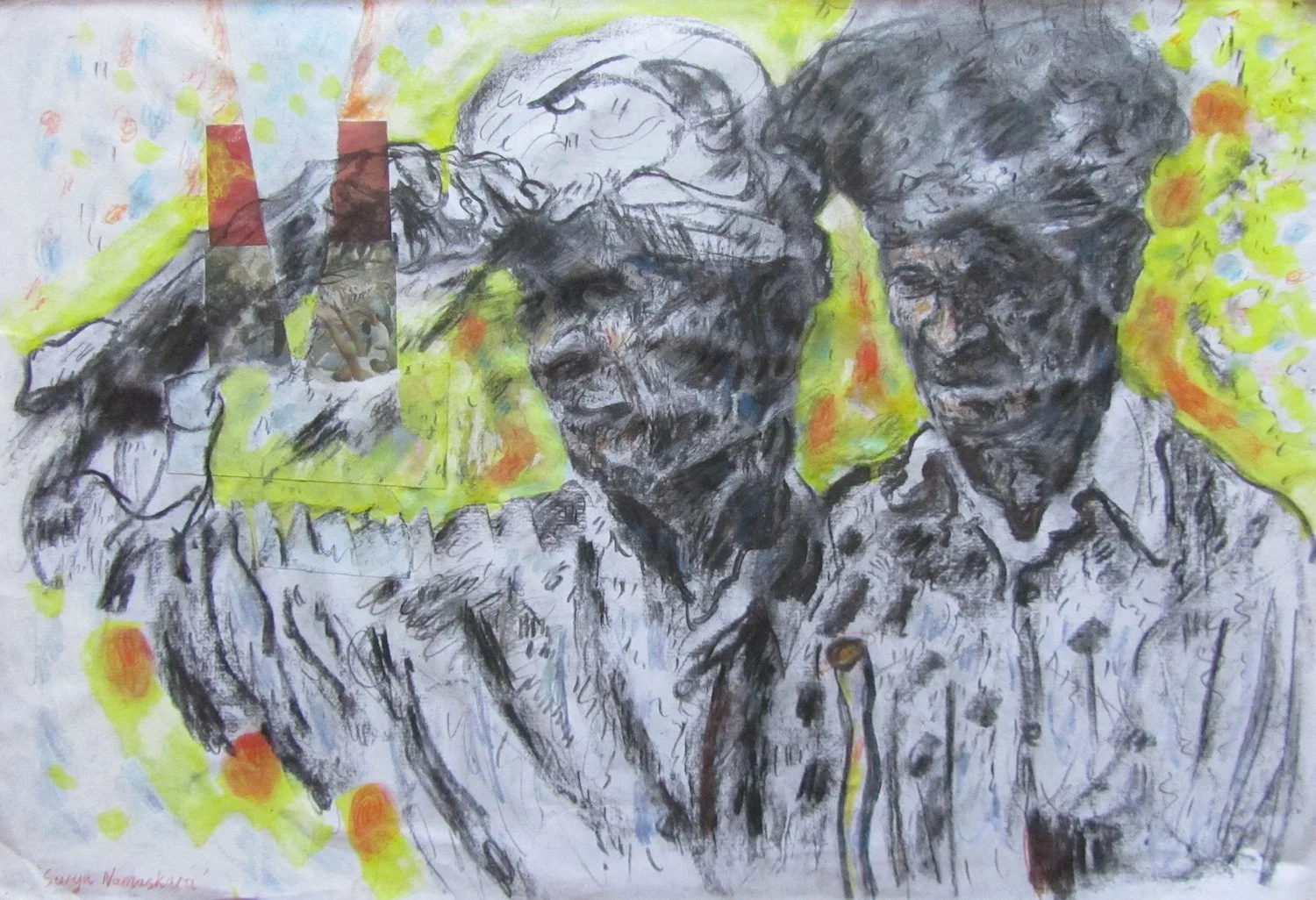    surya-namaskara (sun salutation)    charcoal and pencil on handmade paper 60 x 85 cm 2011 