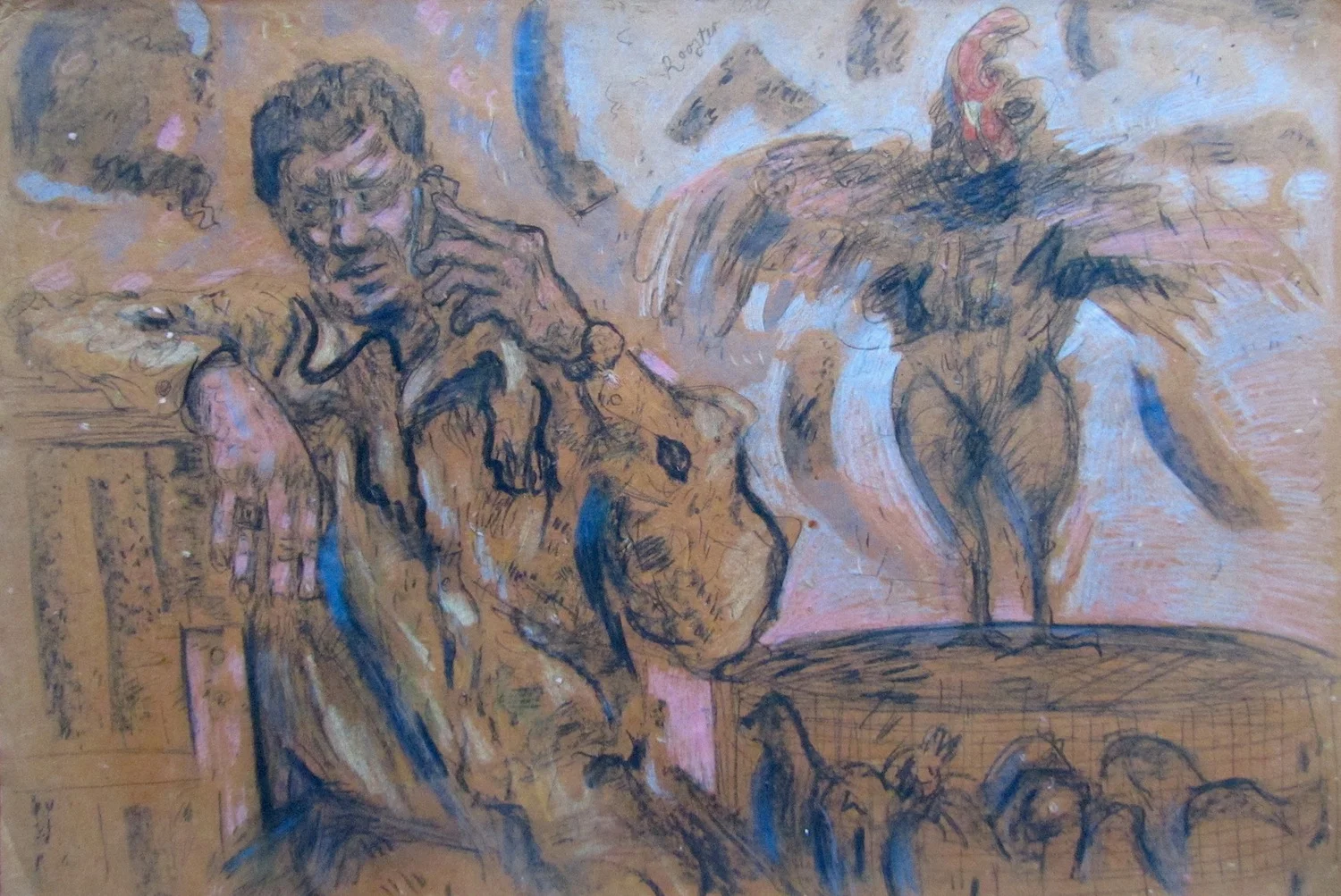    rooster call    charcoal and pencil on handmade paper 60 x 85 cm 2010  &nbsp; 