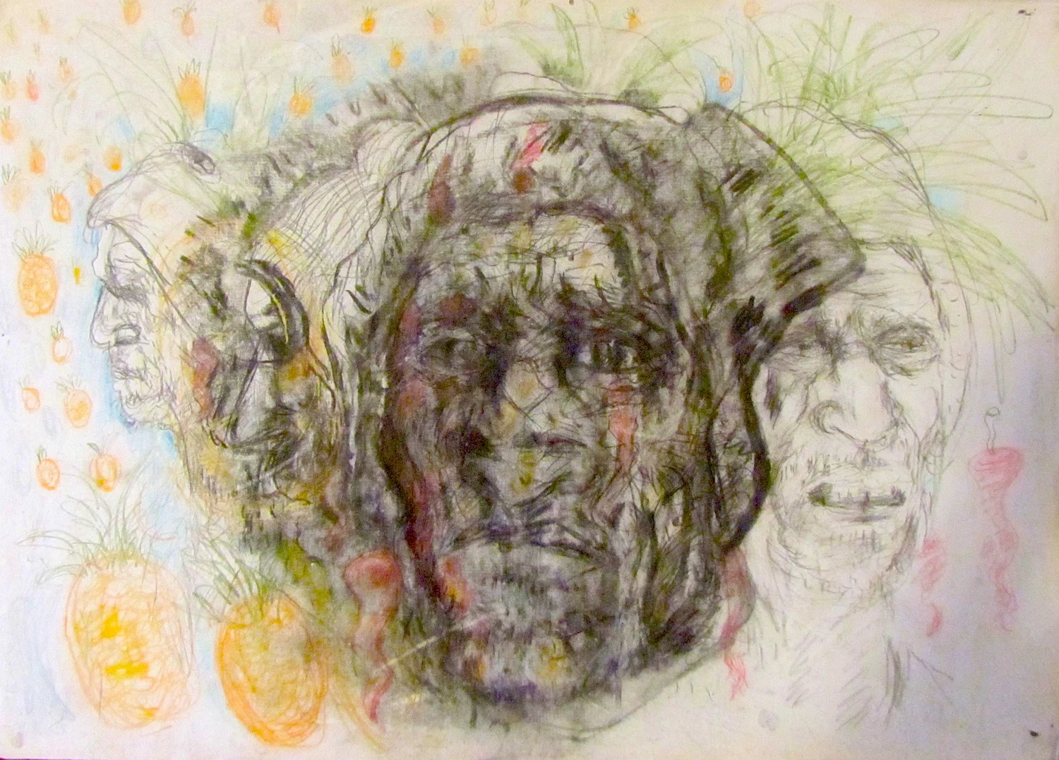    pineapple man with chilli    mixed media on handmade paper 60 x 85 cm&nbsp; 2011  &nbsp; 