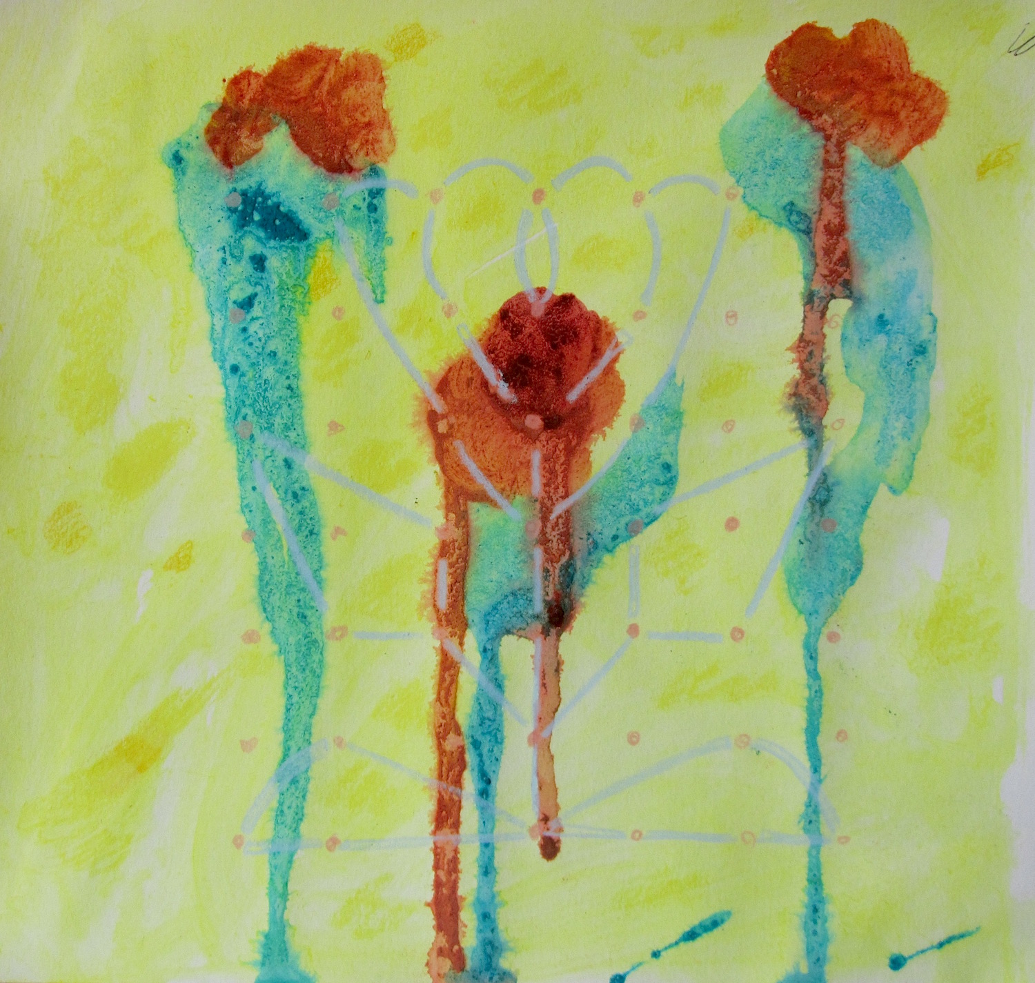 Translation III Oil, pencil and kum kum on paper 2015.