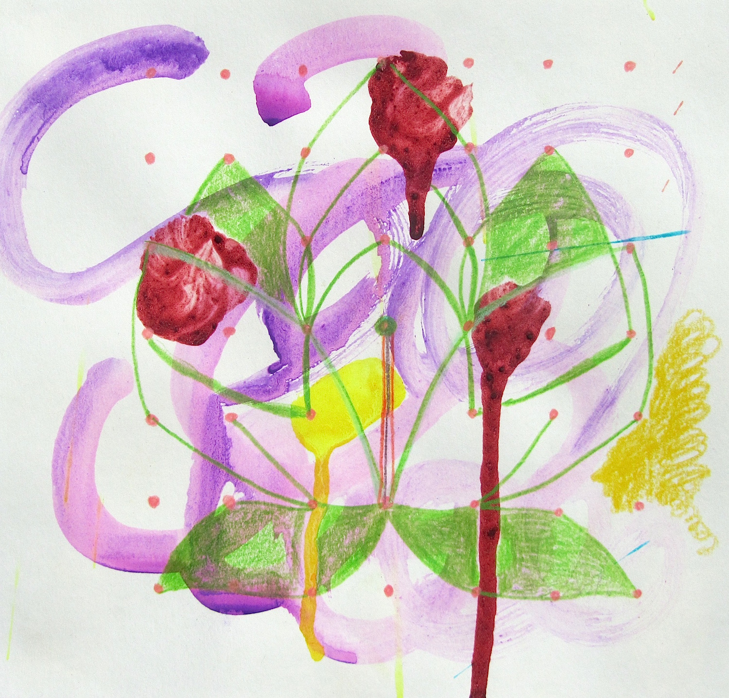 Translation VI Oil, pencil and kum kum on paper 2015.