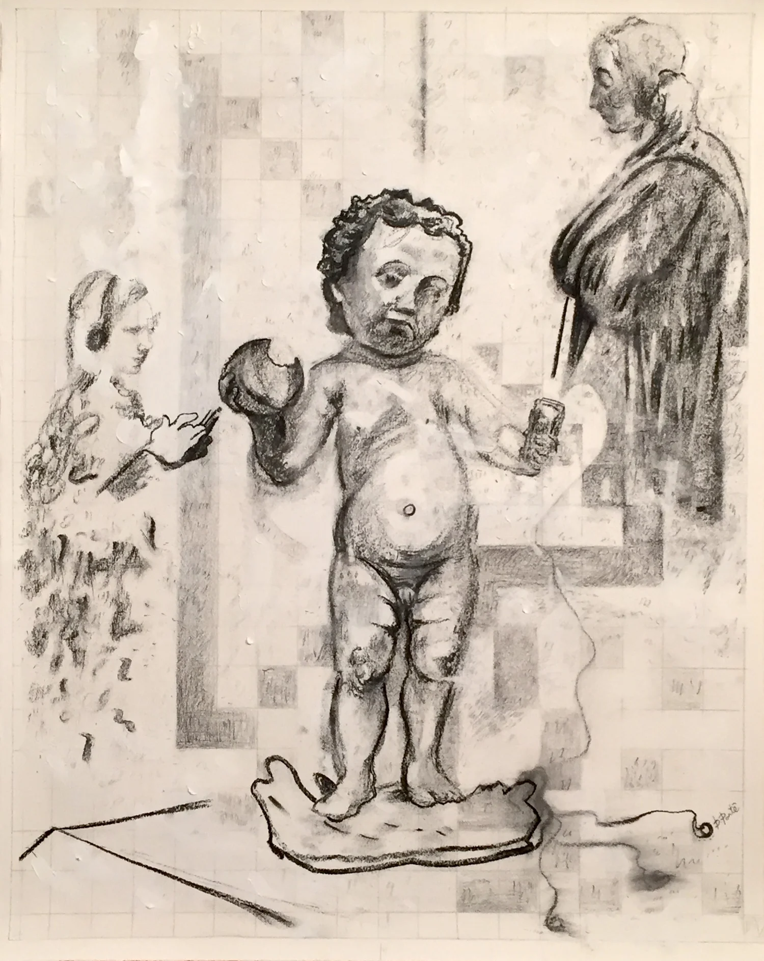    Cursor Blessing (Christ Child with Apples)    Oil, charcoal, pencil on oil paper 27 x 21 in 2016  &nbsp; 