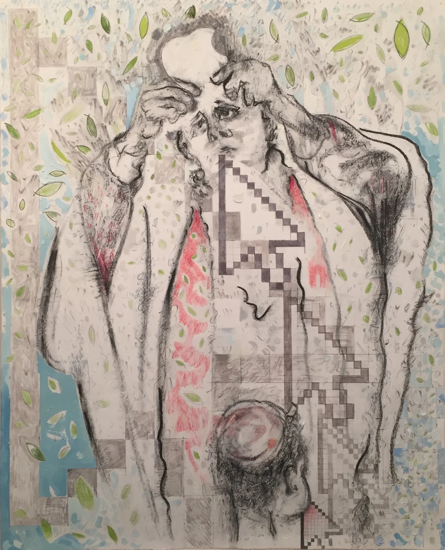    Cursor Blessing (Dot Com Union)    Oil and charcoal on oil paper 36 x 26 in 2016&nbsp; 