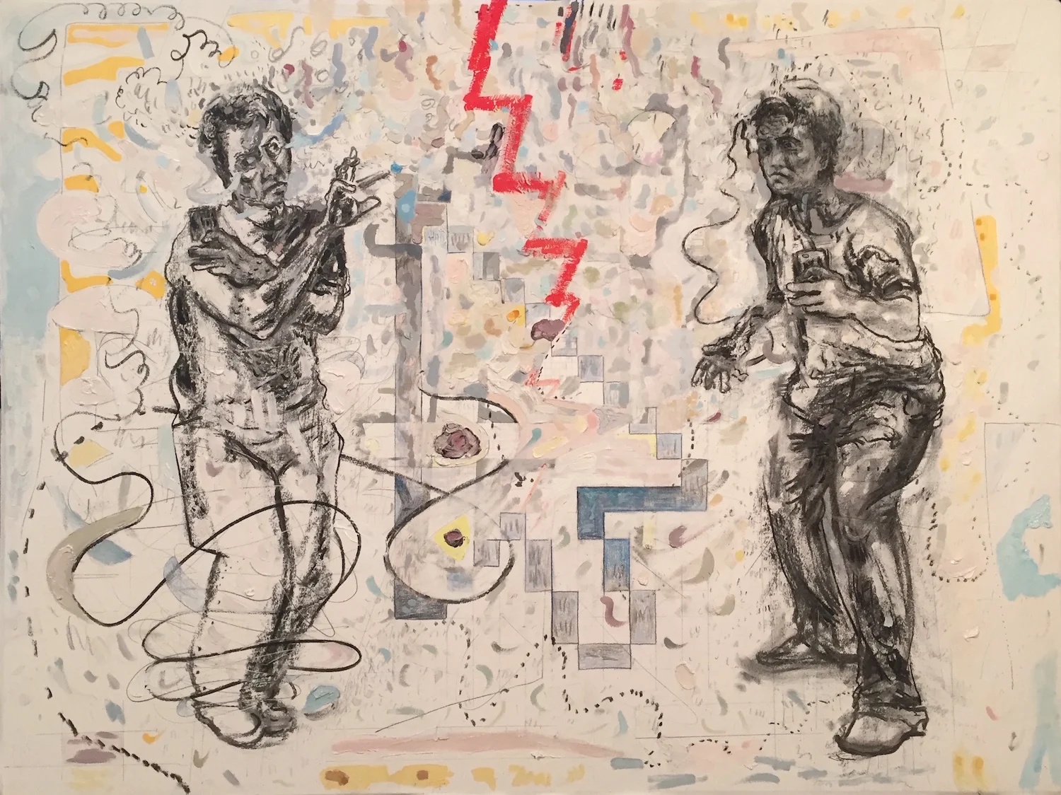    Cursor Blessing     Oil, charcoal and pencil on paper on board 30 x 40 in 2016  &nbsp; 