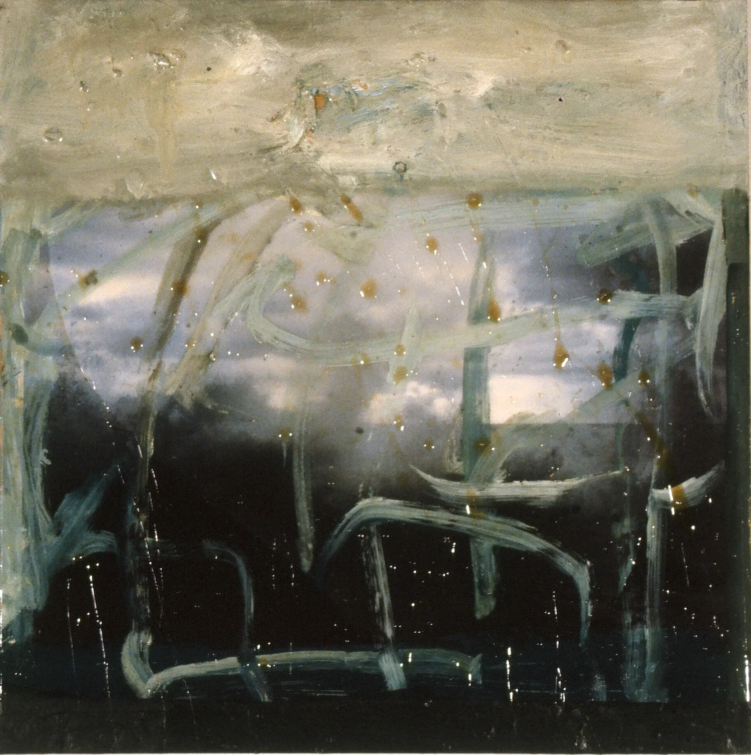    Storm 1    Oil, PVA, estapol on board 35 x 35 cm 1998  &nbsp;  &nbsp; 