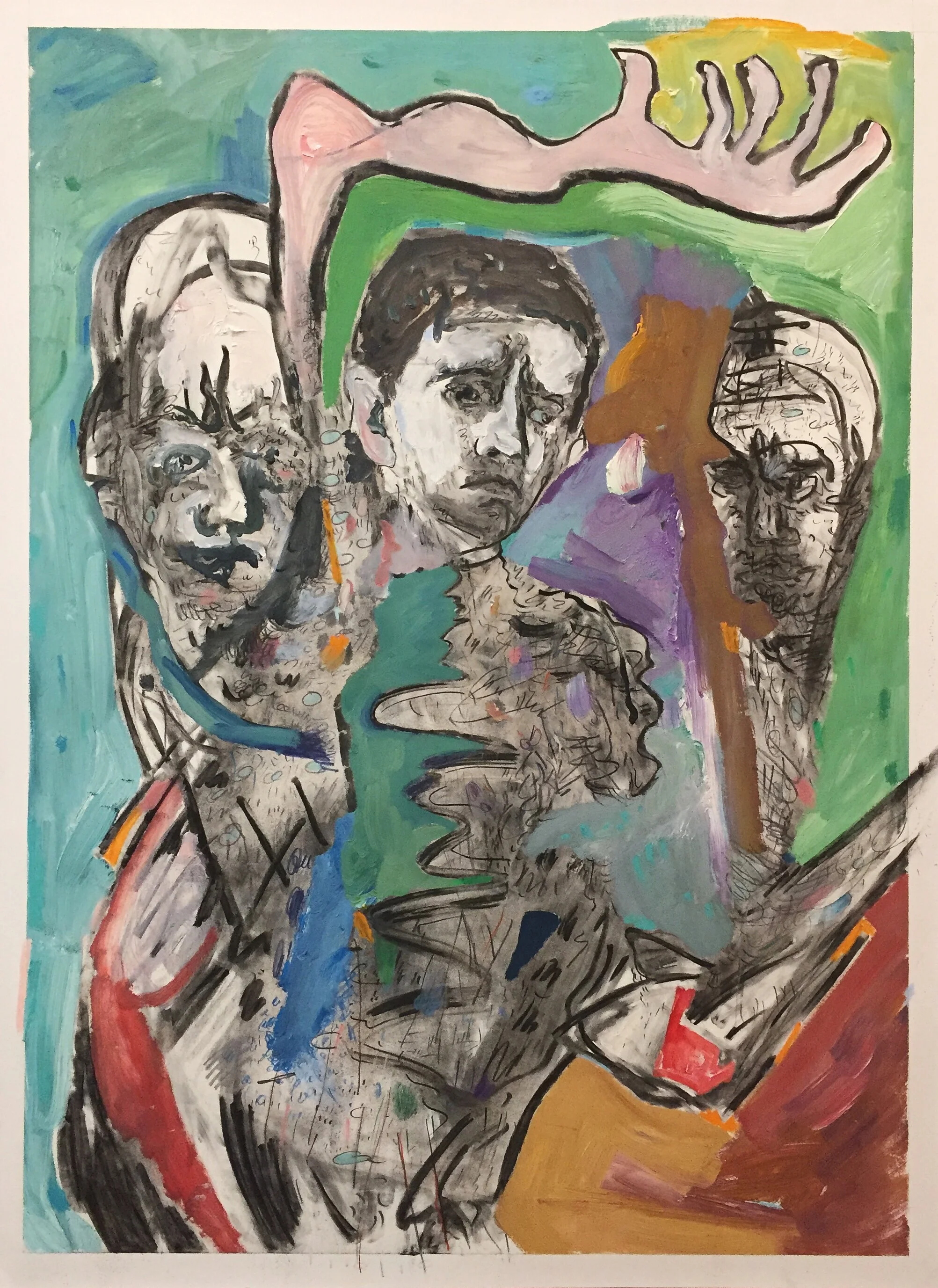    Torn Apart    Oil, charcoal, pencil on paper 40 x 30 in 2016 