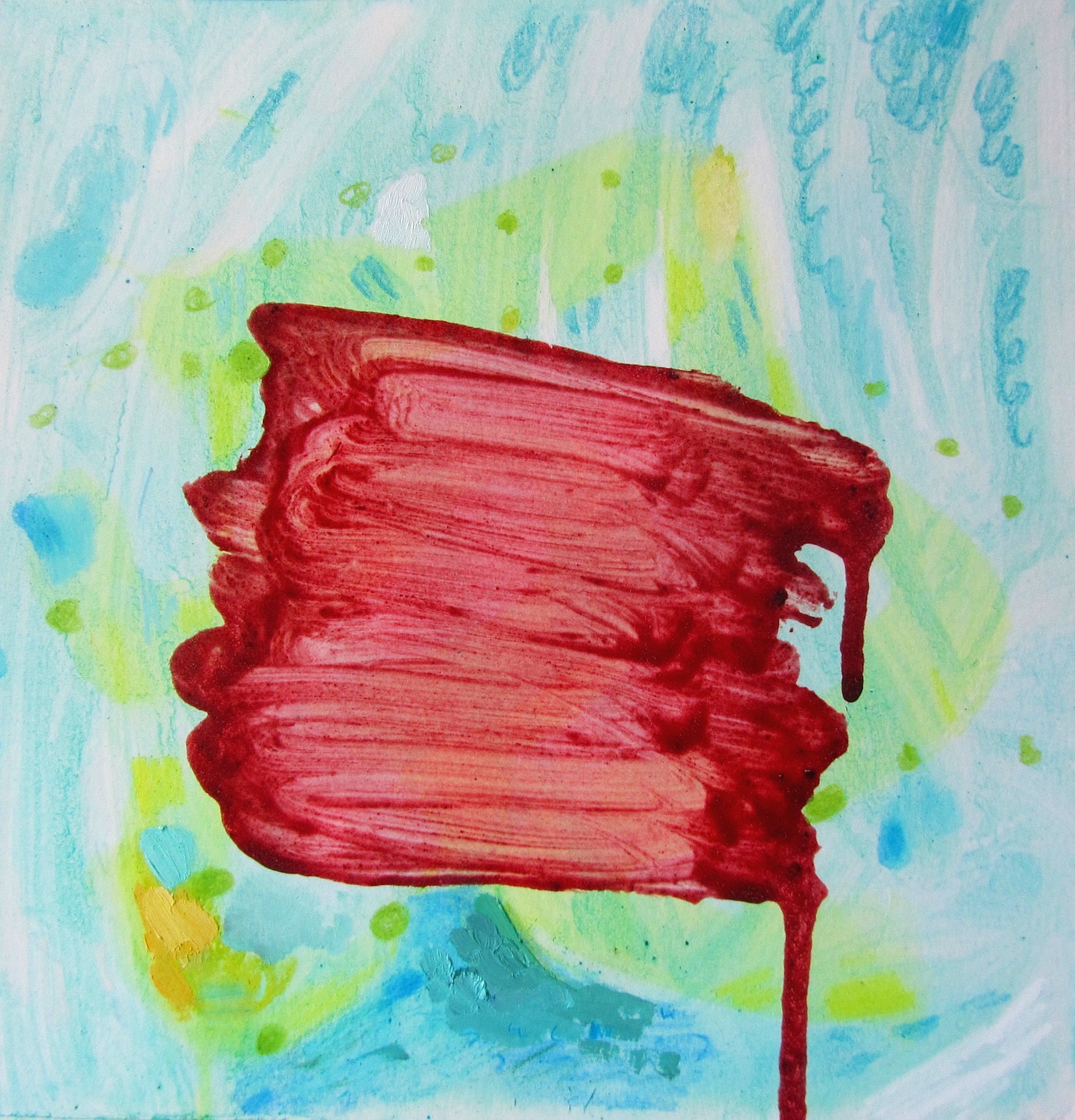 Translation I Oil, pencil and kum kum on paper 2015.