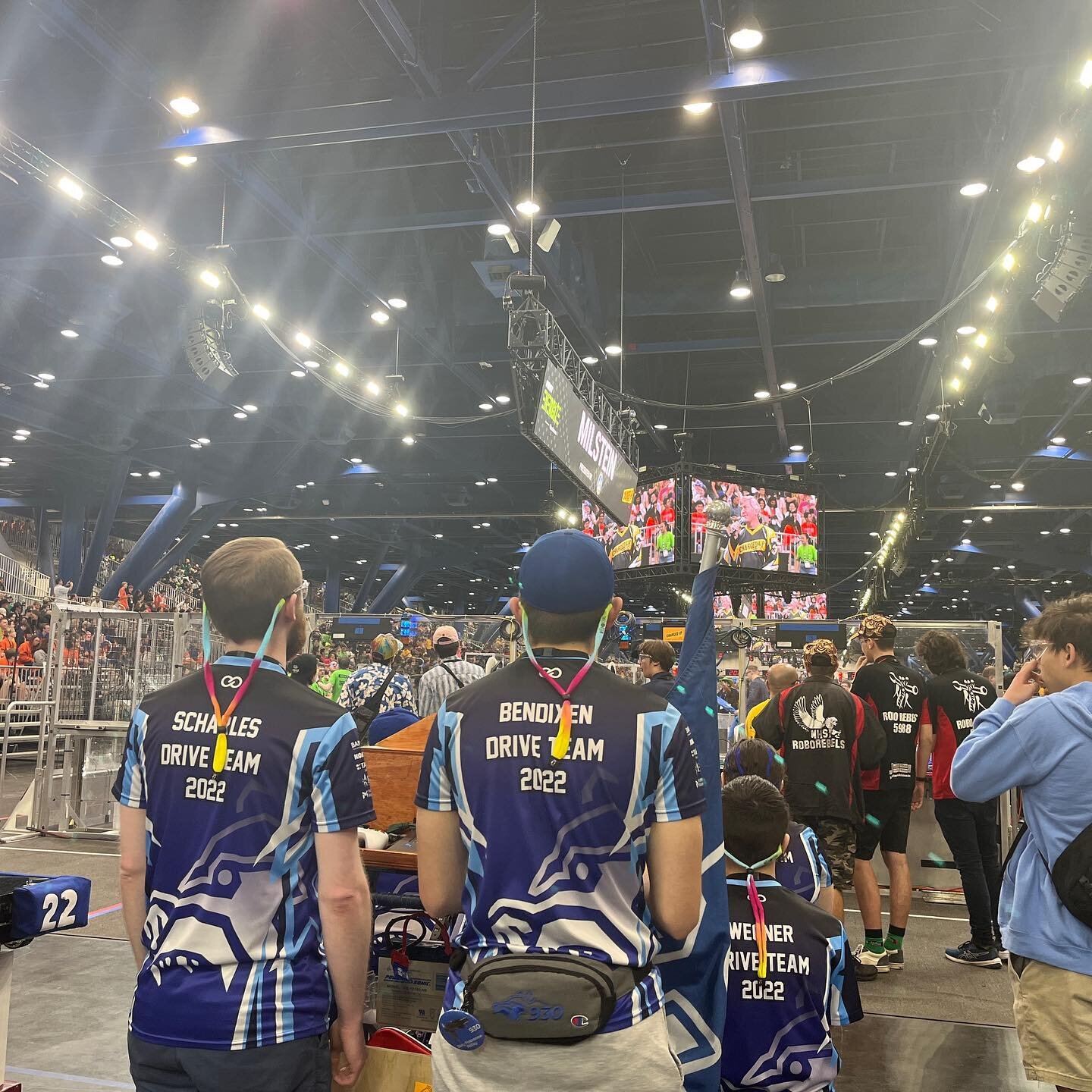 FIRST Championship Day 2! Throughout the day the team experienced some tough competition, but we stayed strong and played hard throughout. We ended the day with 2 wins and 3 losses. We have 5 more matches tomorrow and we cannot wait to see where the 