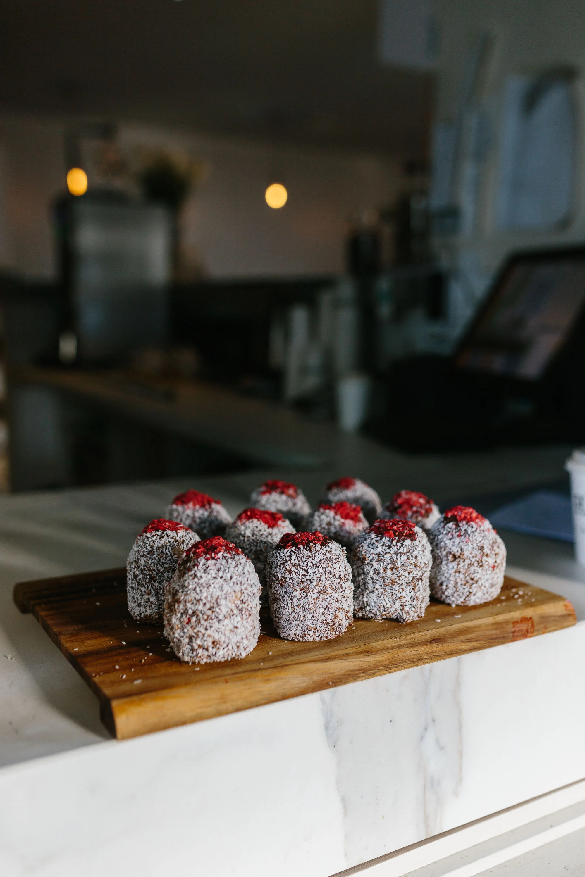 Organic raspberry lamington raw dessert by Serotonin Eatery